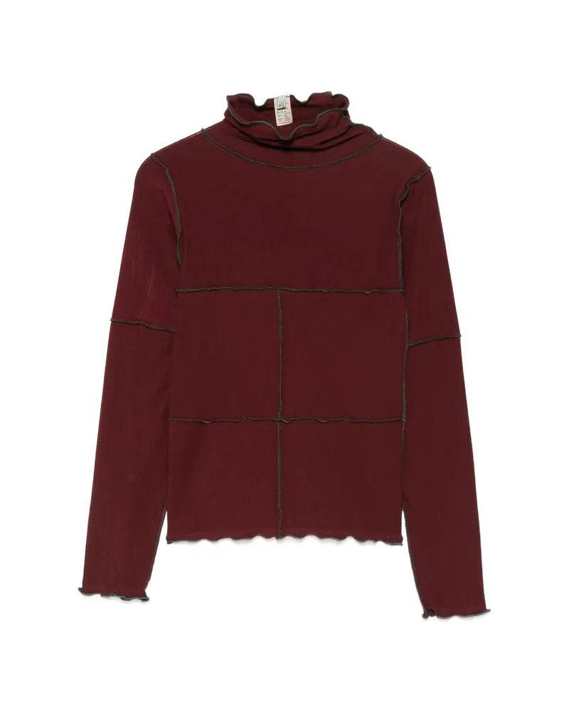 Baserange Exposed-seam Ribbed-knit Top Red