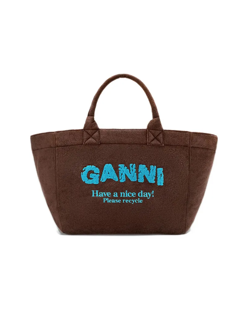 Ganni Reversible Tote Bag XXL Brown