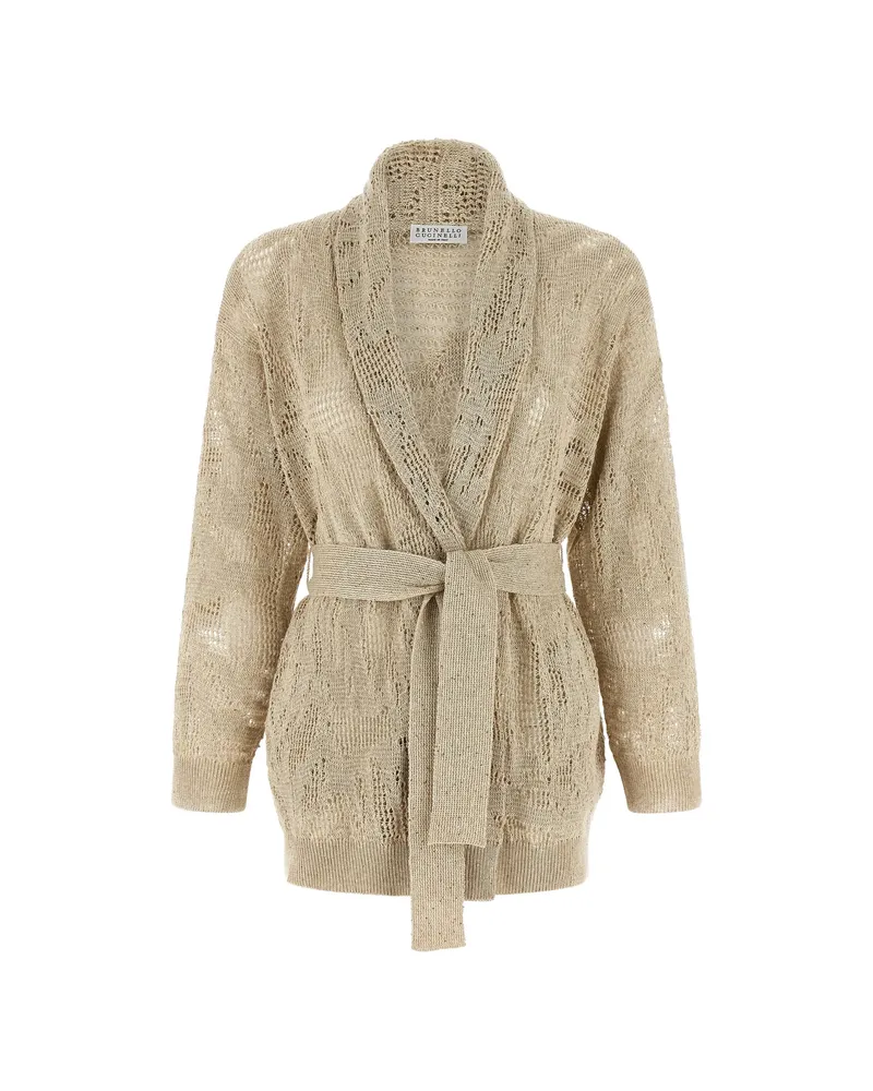 Brunello Cucinelli Crochet Sequin Cardigan Neutrals