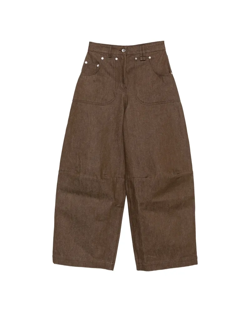 Simone Rocha Embellished Logo-patch Jeans Brown
