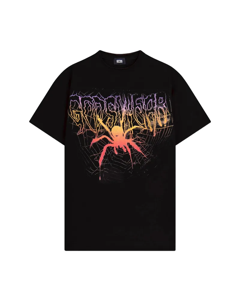 GCDS Graphic-print Cropped T-shirt Black