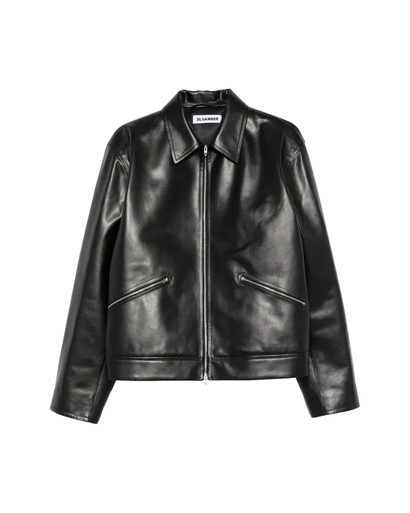 Jil Sander Zip-up Leather Jacket Black