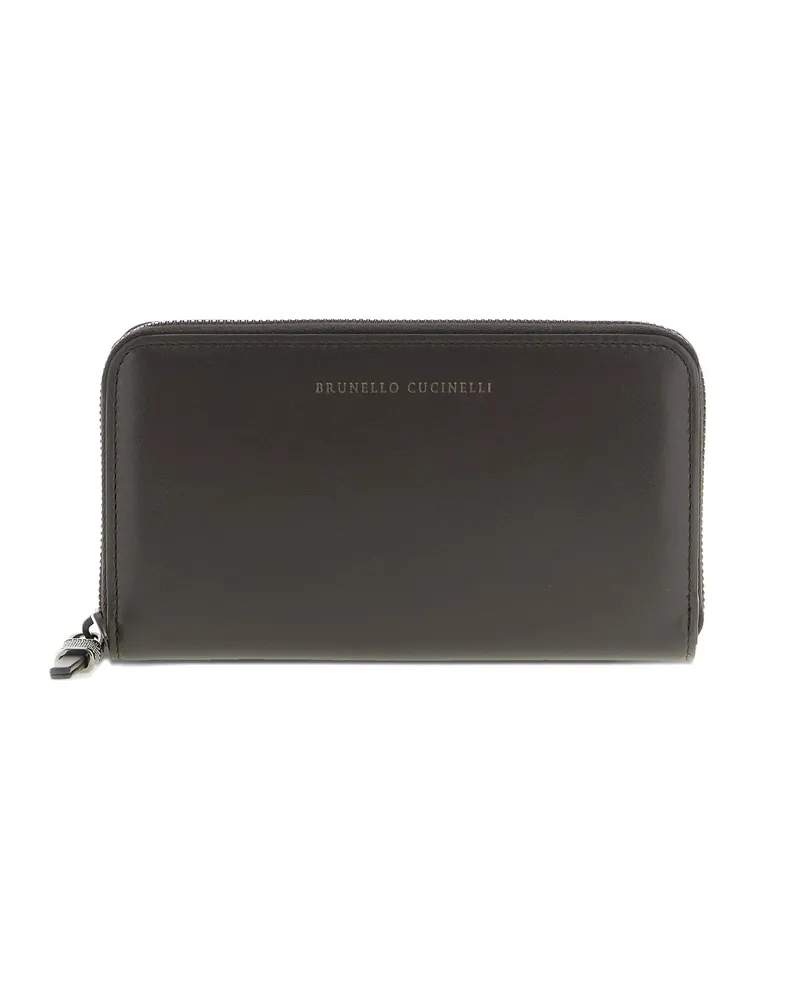 Brunello Cucinelli Embossed-logo Zip Wallet Brown
