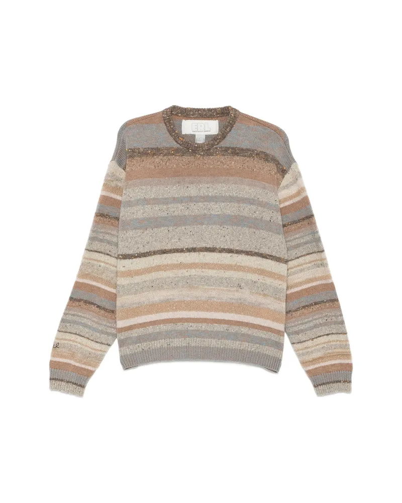 ERL Striped Crew-neck Sweater Brown