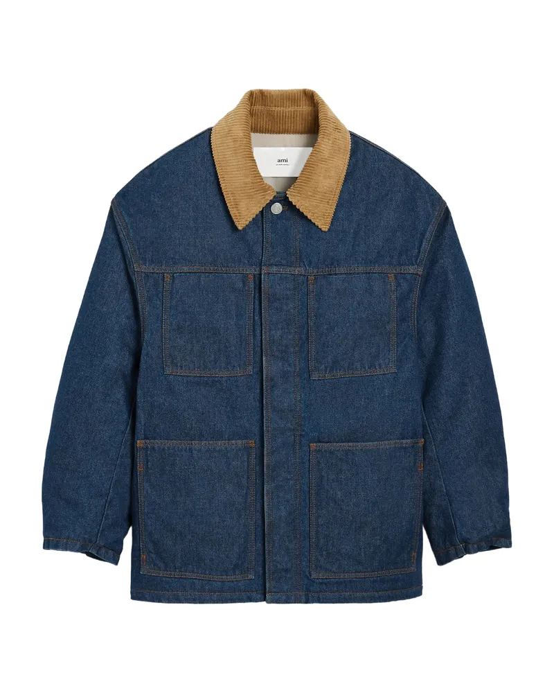 AMI Paris Padded Cotton Worker Jacket Blue