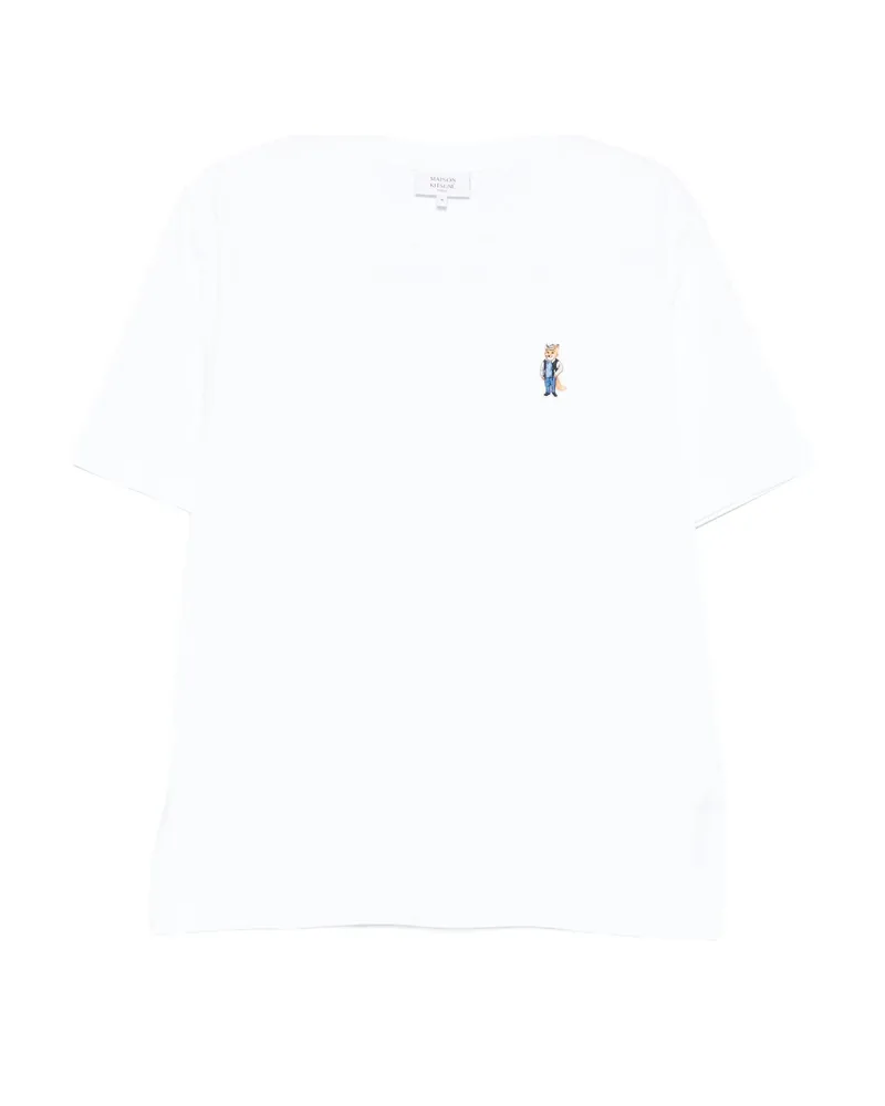 Kitsuné Fox-embroidered Cotton T-shirt White