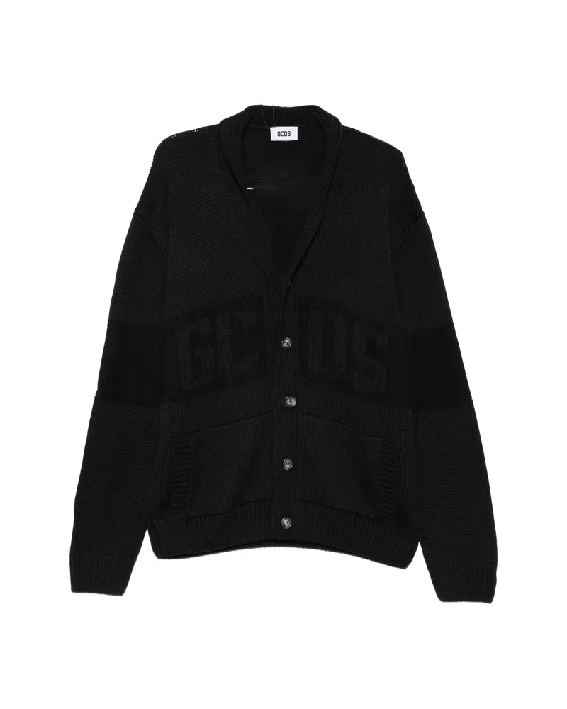 GCDS Logo-intarsia Knit Cardigan Black