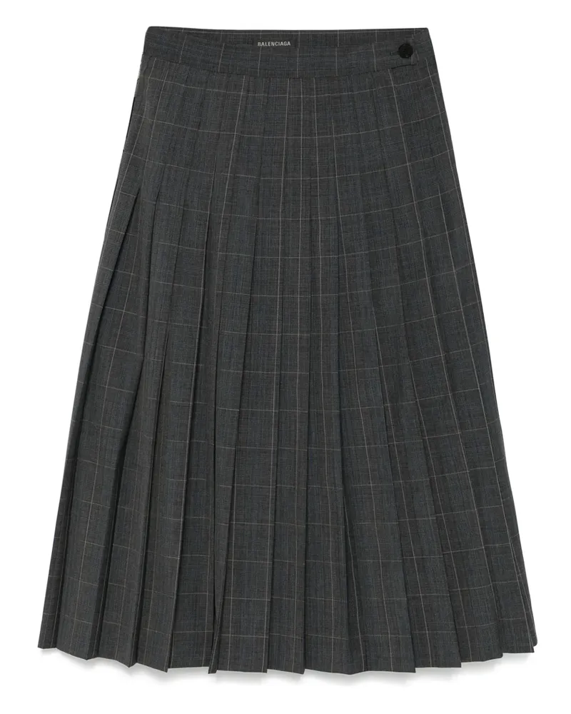 Balenciaga Checked Midi Skirt Grey