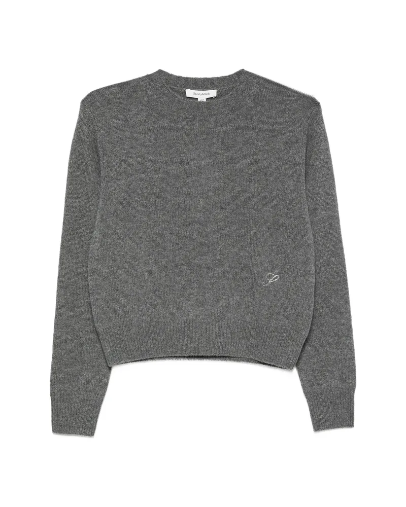 SPORTY & RICH Crystal-embellished Sweater Grey