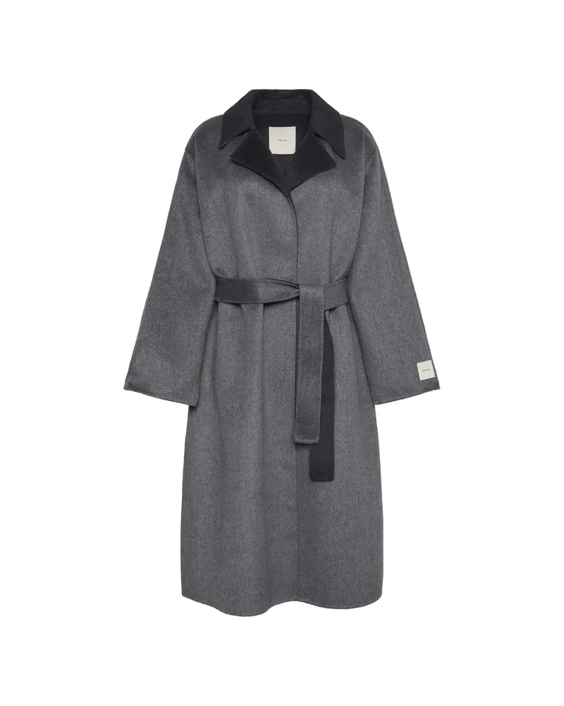 Calvin Klein Belted Storm-flap Coat Grey