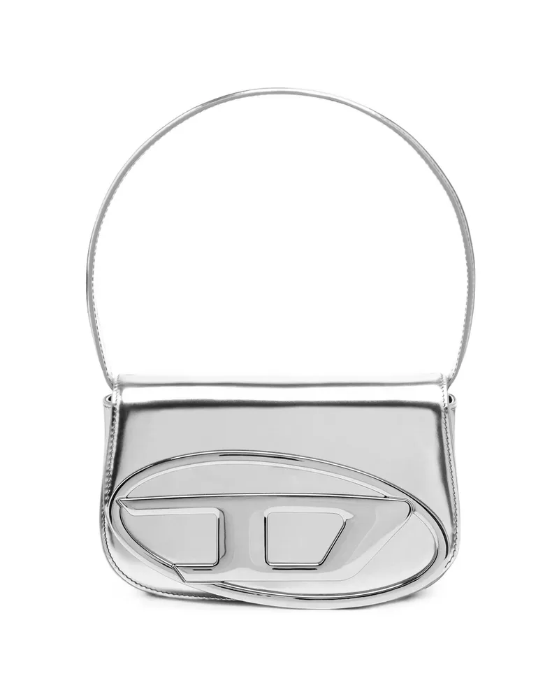 Diesel Silver Leather Shoulder Bag Silver