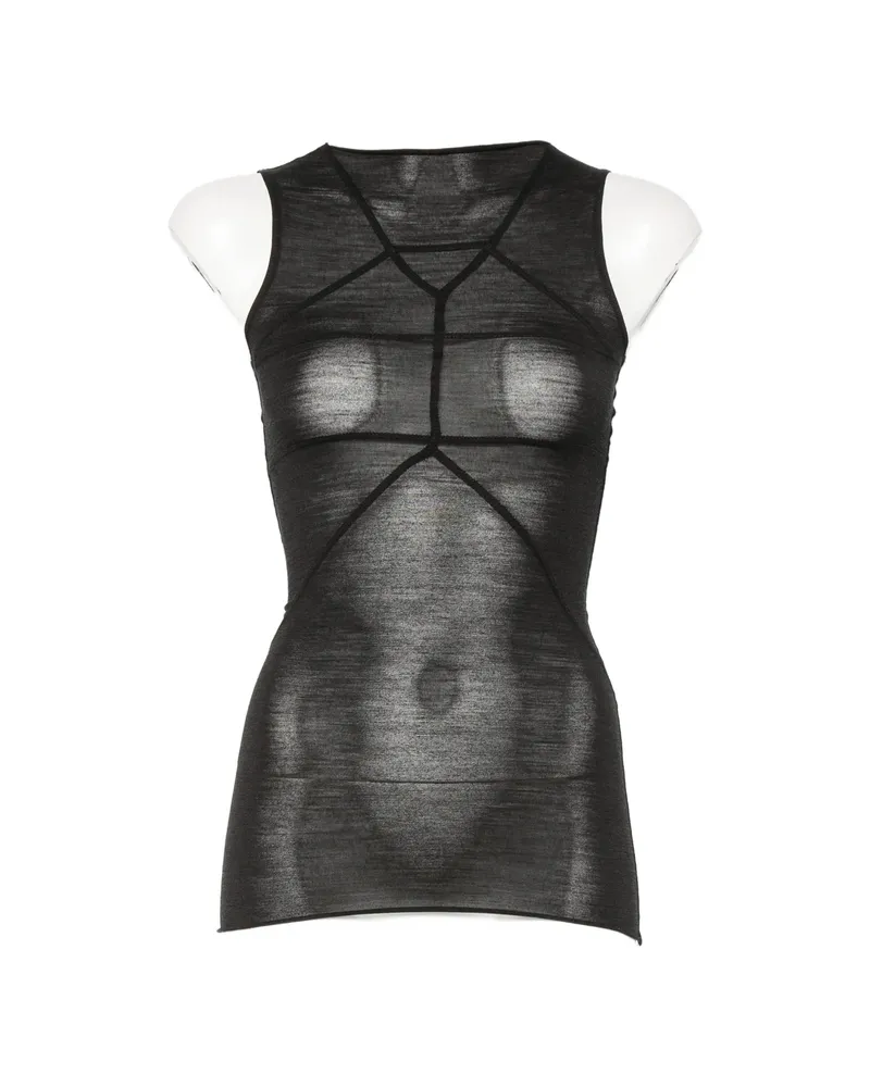 Rick Owens Sheer Panelled Top Black