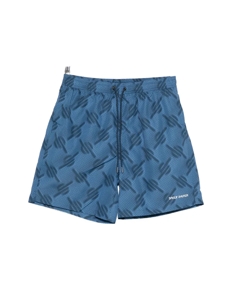 Daily Paper Patterned Swim Shorts Blue