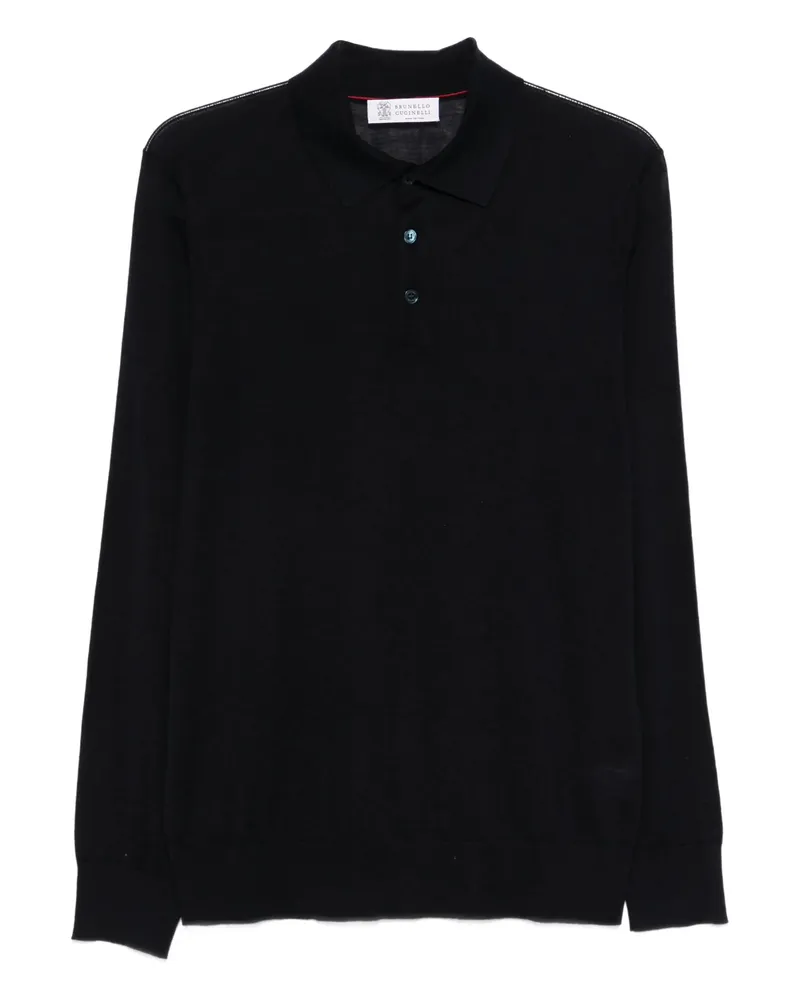 Brunello Cucinelli Long-sleeve Polo Shirt Blue