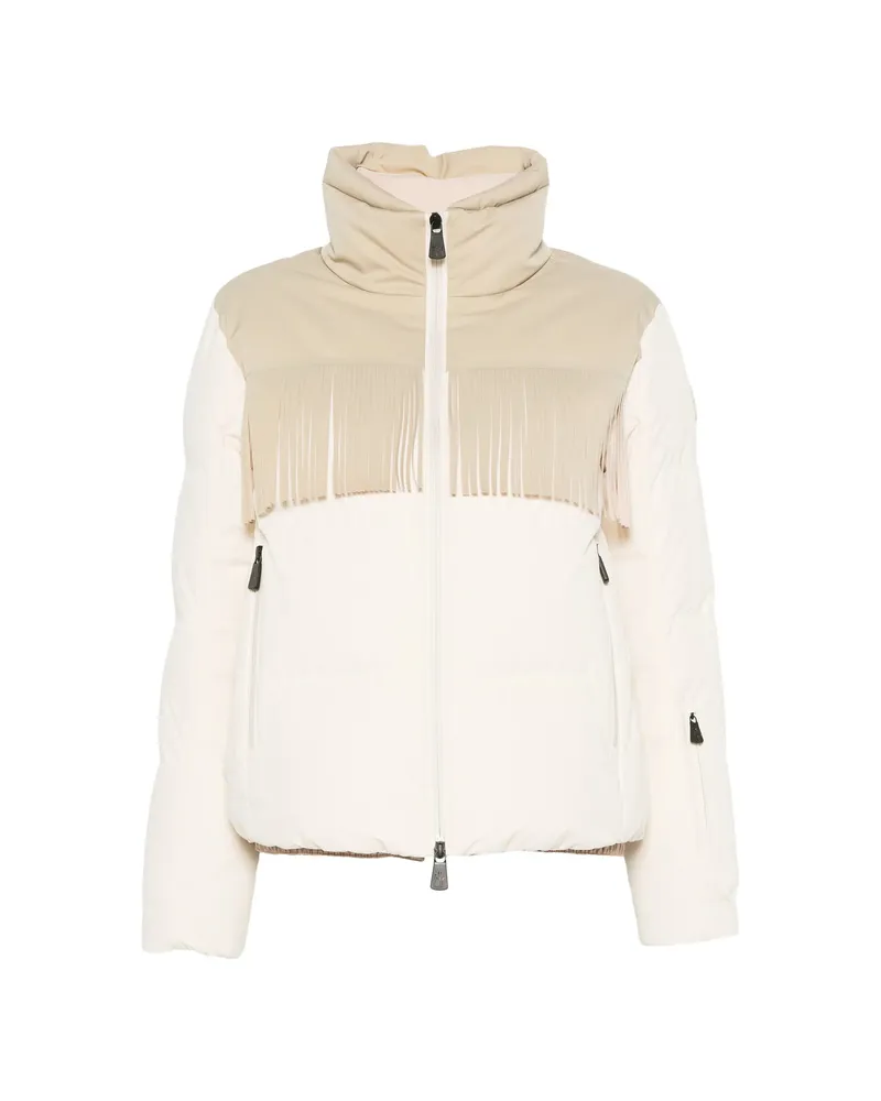 Moncler Bessin Fringe-trimmed Ski Jacket Neutrals