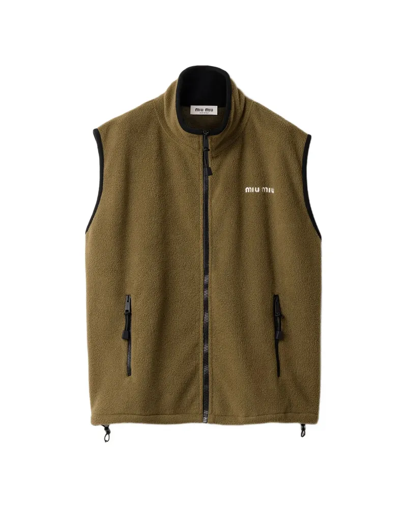 Miu Miu Fleece Zipper Vest Green