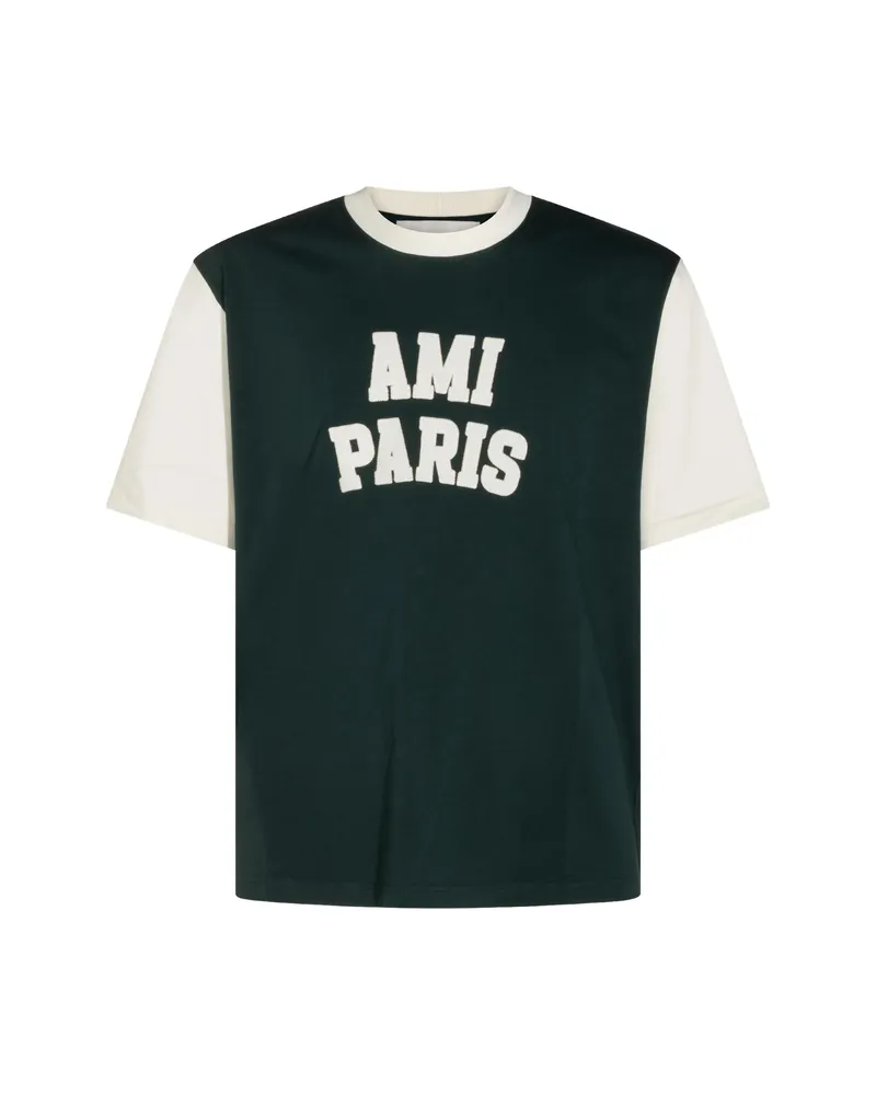 AMI Paris Logo-appliqué T-shirt Green
