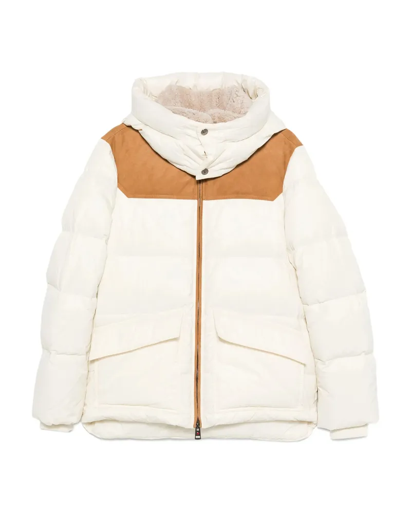 KIRED Suede-panelled Puffer Jacket Neutrals