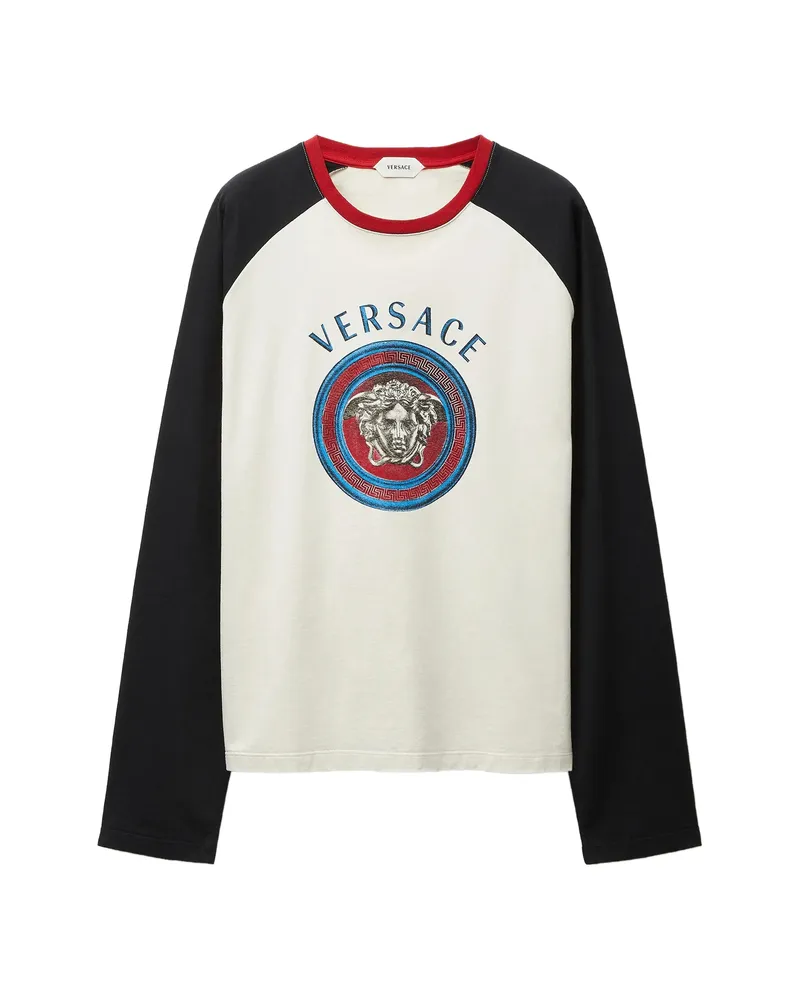 Versace Printed Cotton-jersey Regular T-Shirt White