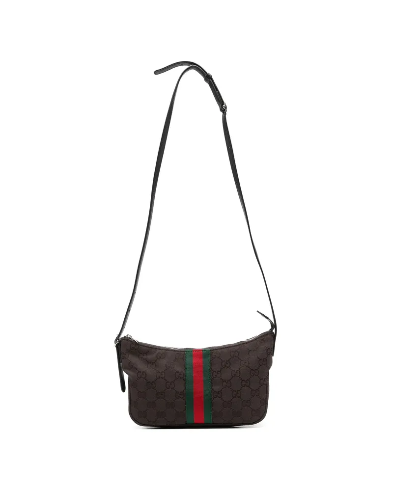 Gucci Small Lunetta GG Web-stripe Shoulder Bag Brown