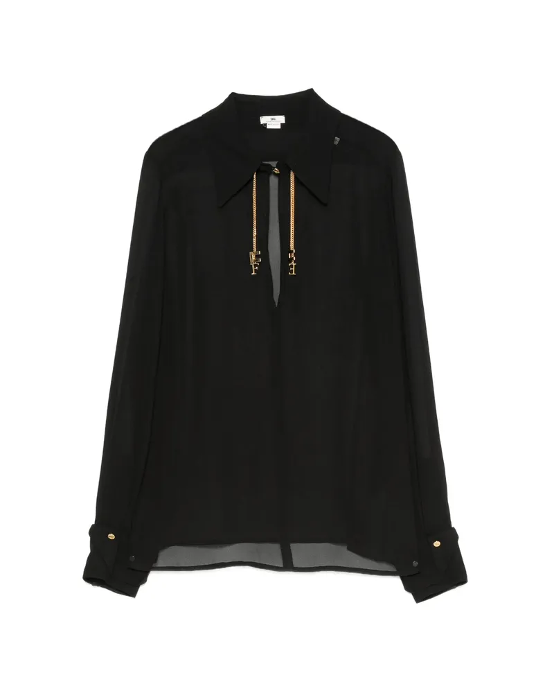 Elisabetta Franchi Chain-detail Long-sleeve Blouse Black