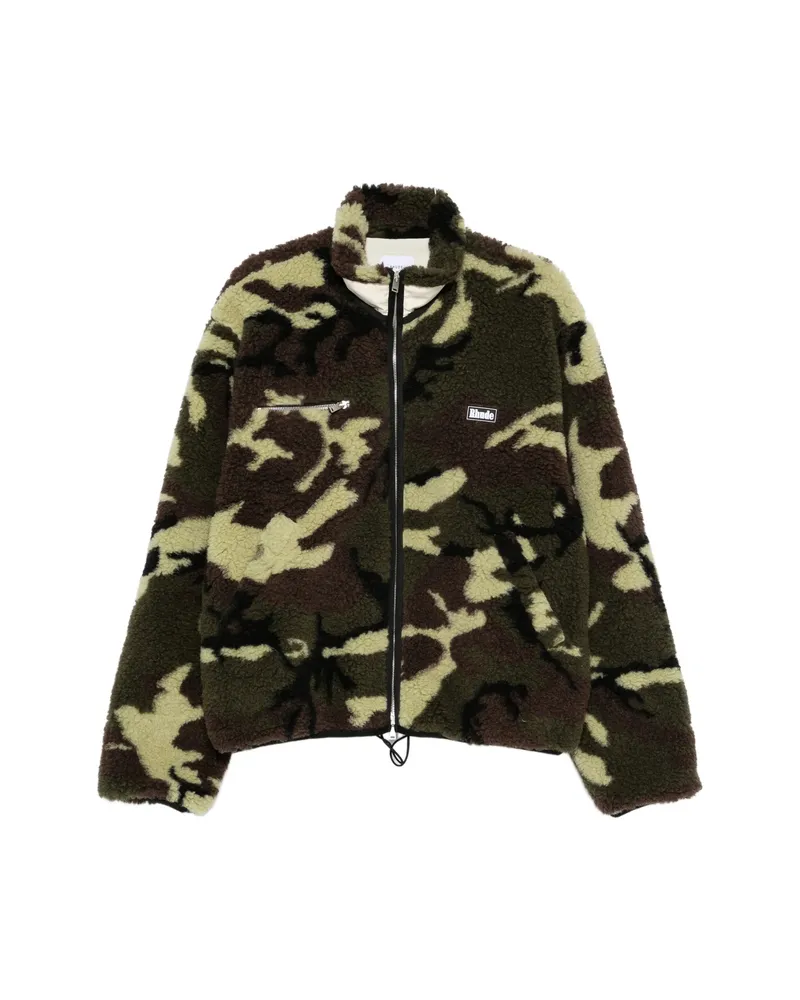 RHUDE Camouflage-print Logo-embroidered Jacket Green
