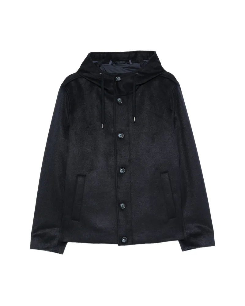 Herno Hooded Button-fastening Jacket Blue
