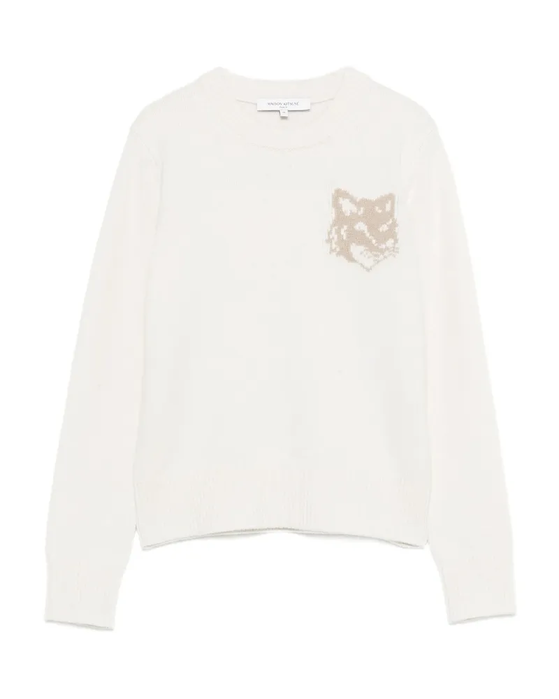 Kitsuné Fox-motif Merino-wool Sweater White