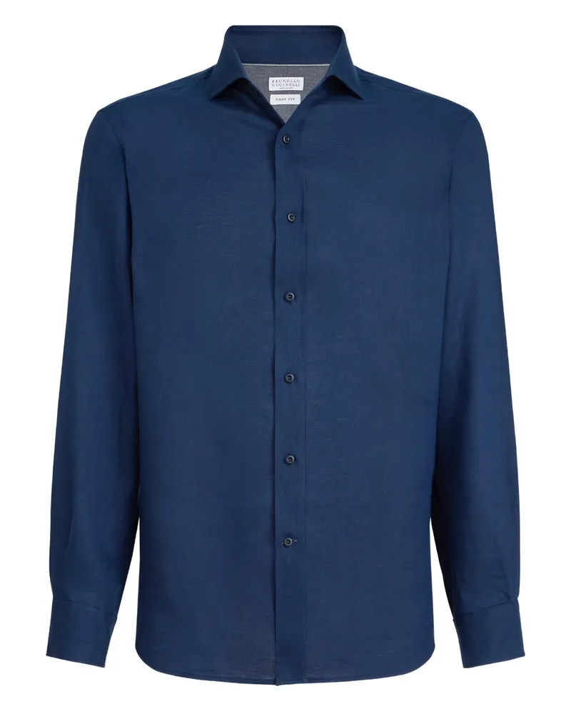 Brunello Cucinelli Linen Shirt Blue