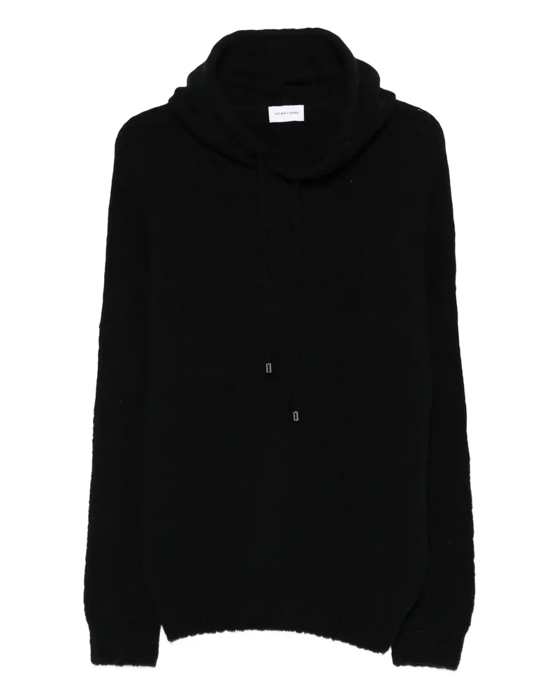 Scaglione Hooded Ribbed Sweater Black