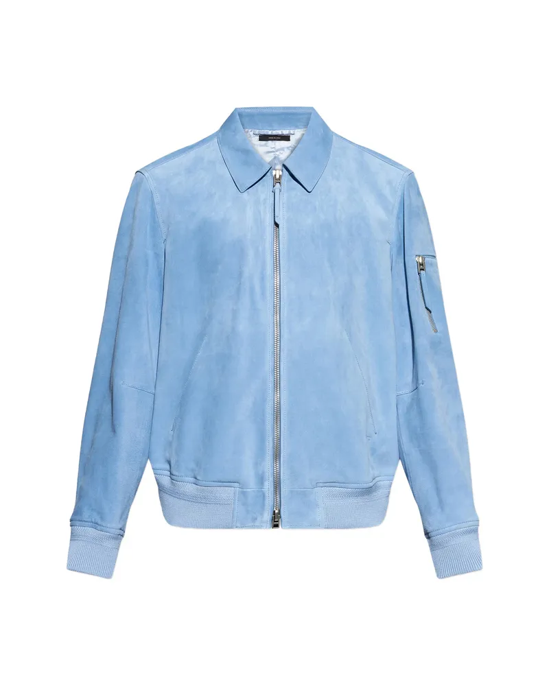 Tom Ford Zipped Suede Bomber Jacket Blue