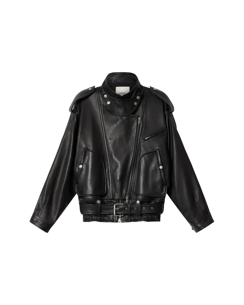 Isabel Marant Farza Lambskin Leather Jacket Black