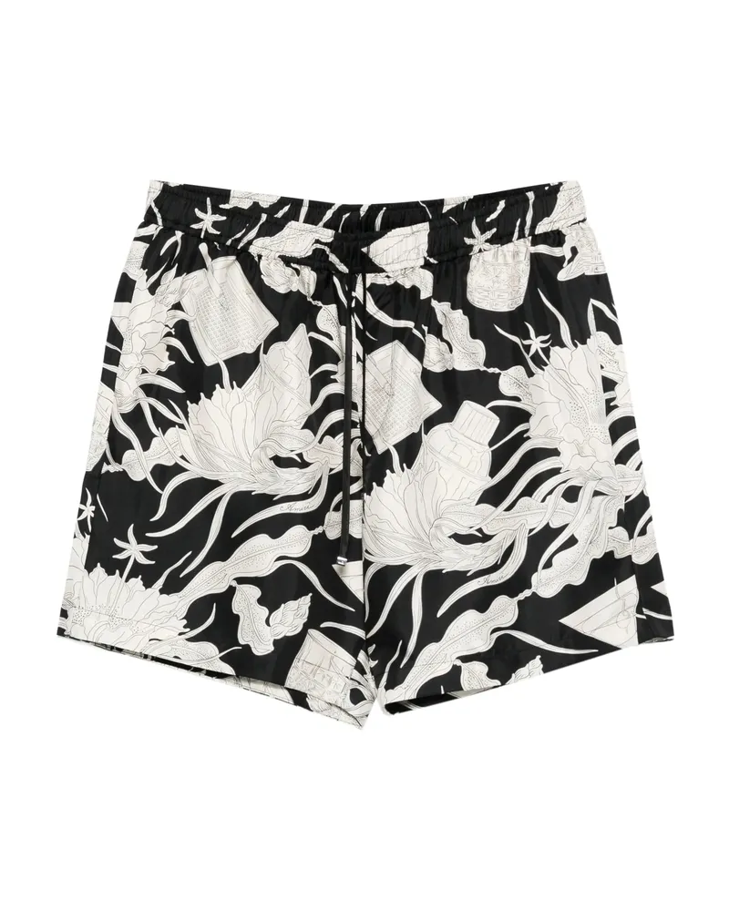 Amiri Floral-print Drawstring Shorts Black