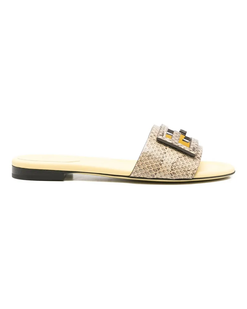 Fendi Snakeskin Leather Sandals Yellow