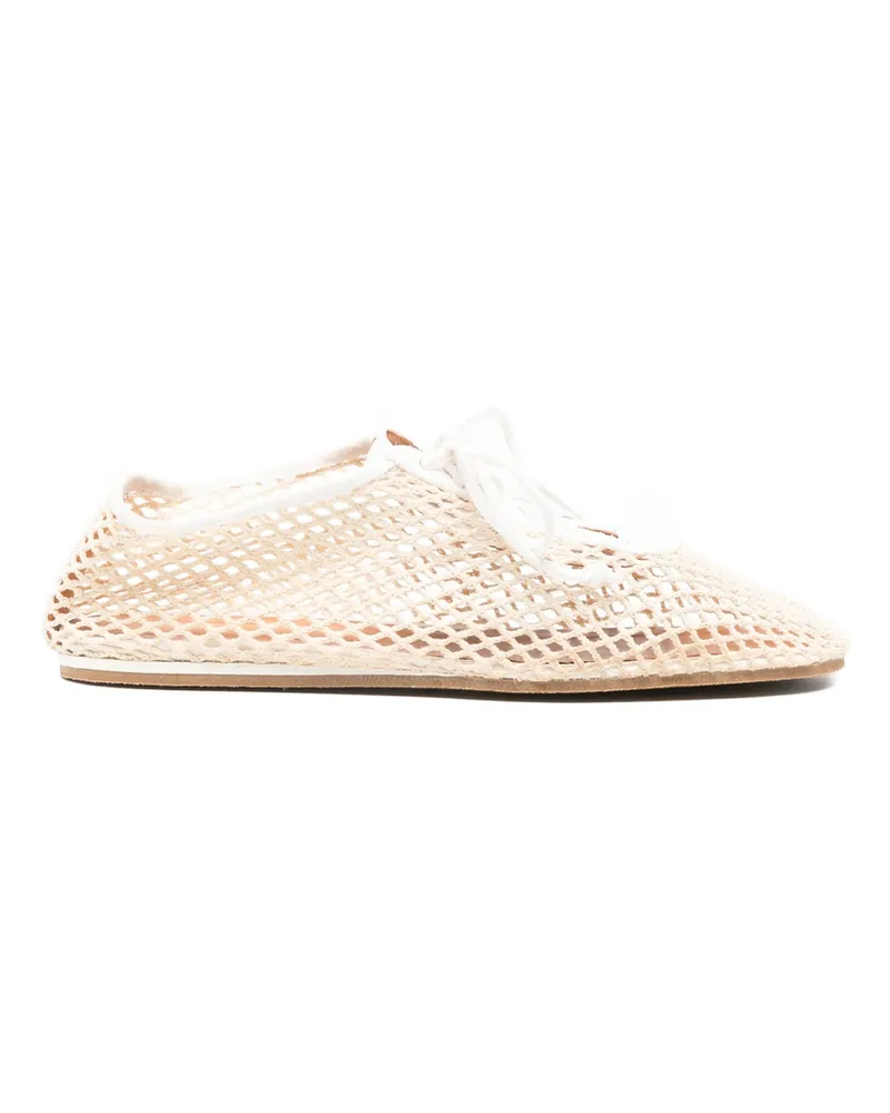 forte_forte Mesh-knit Lace-up Cotton Sneakers White
