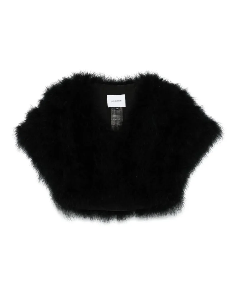 Yves Salomon Feather Jacket Black
