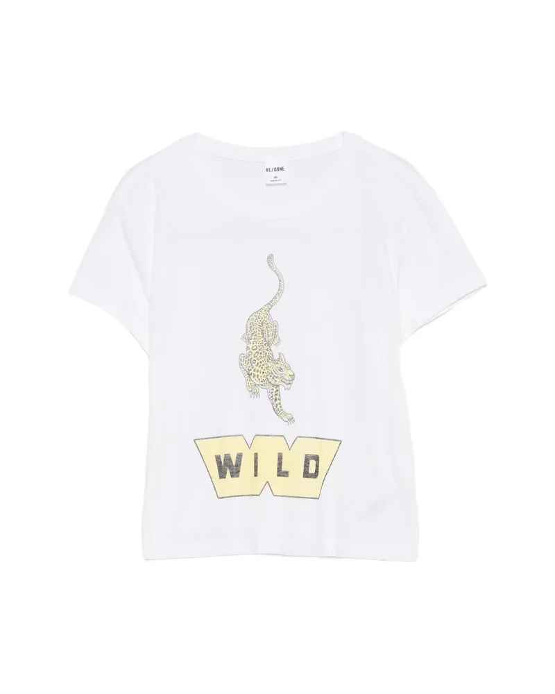 RE/DONE Leopard-print Graphic-print T-shirt White