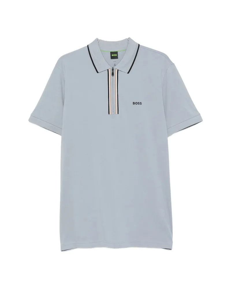 HUGO BOSS Logo-print Short-sleeve Polo Shirt Grey