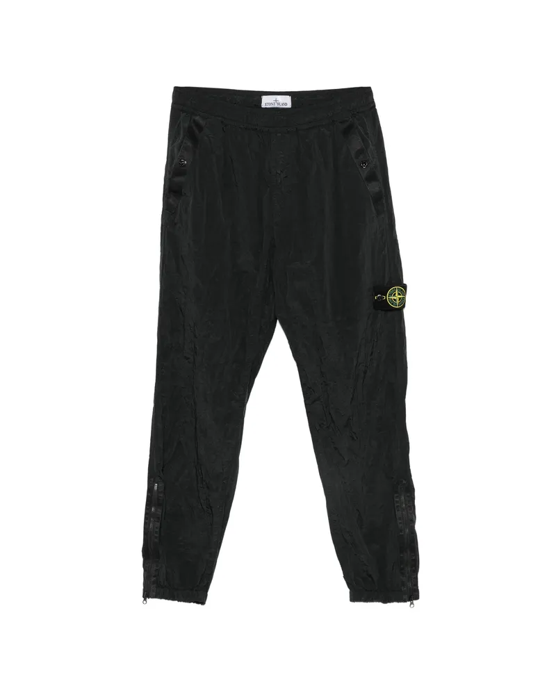 Stone Island Logo-patch Crinkled Track Pants Black