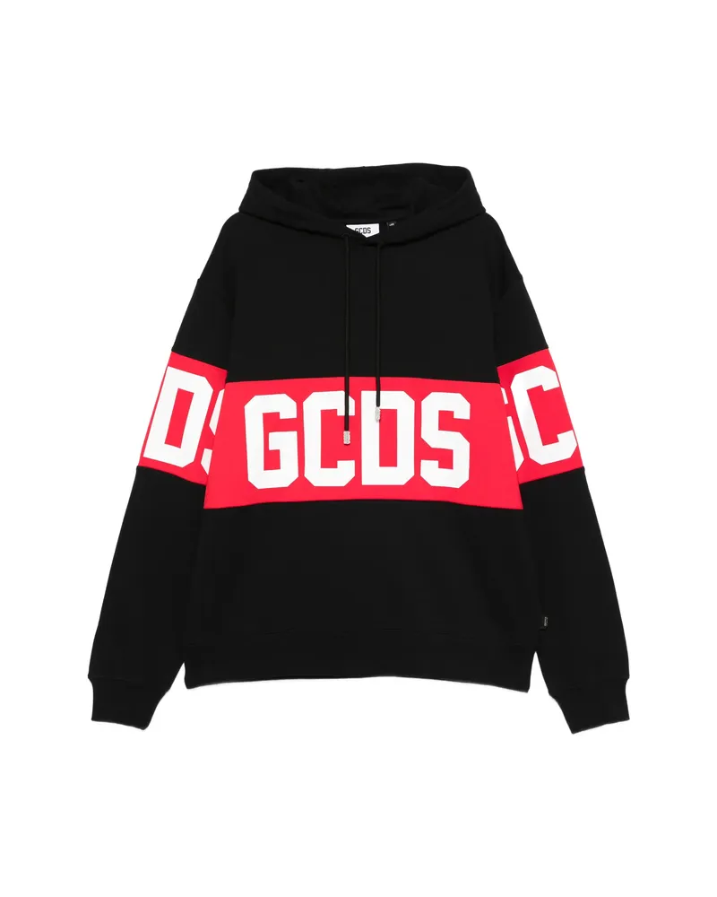 GCDS Logo-stripe Hoodie Black
