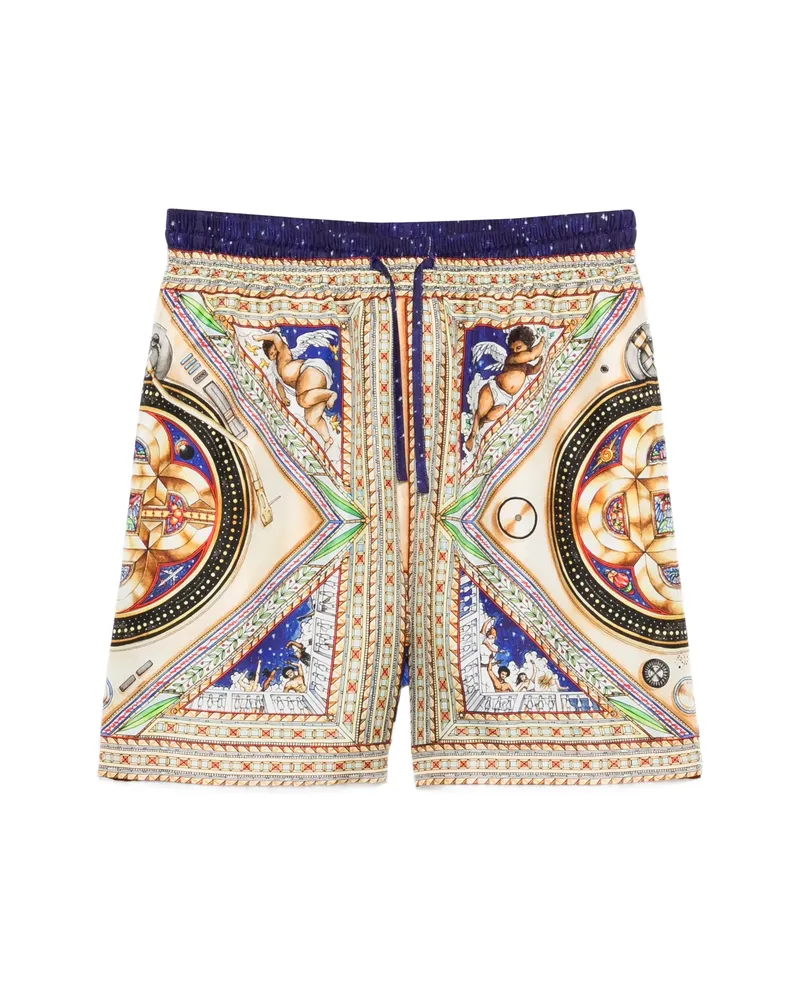 Casablanca Paris Drawstring Pattern Shorts Neutrals