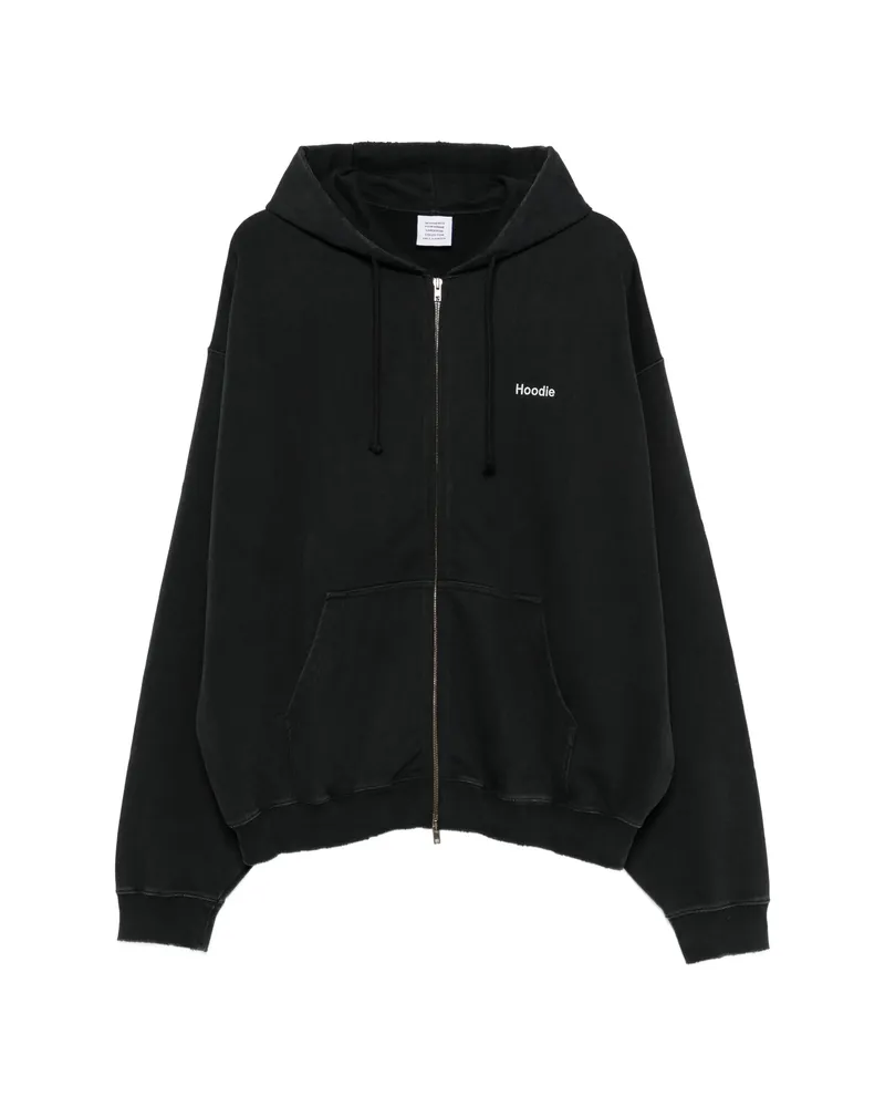 VETEMENTS Logo-print Zip-up Hoodie Black