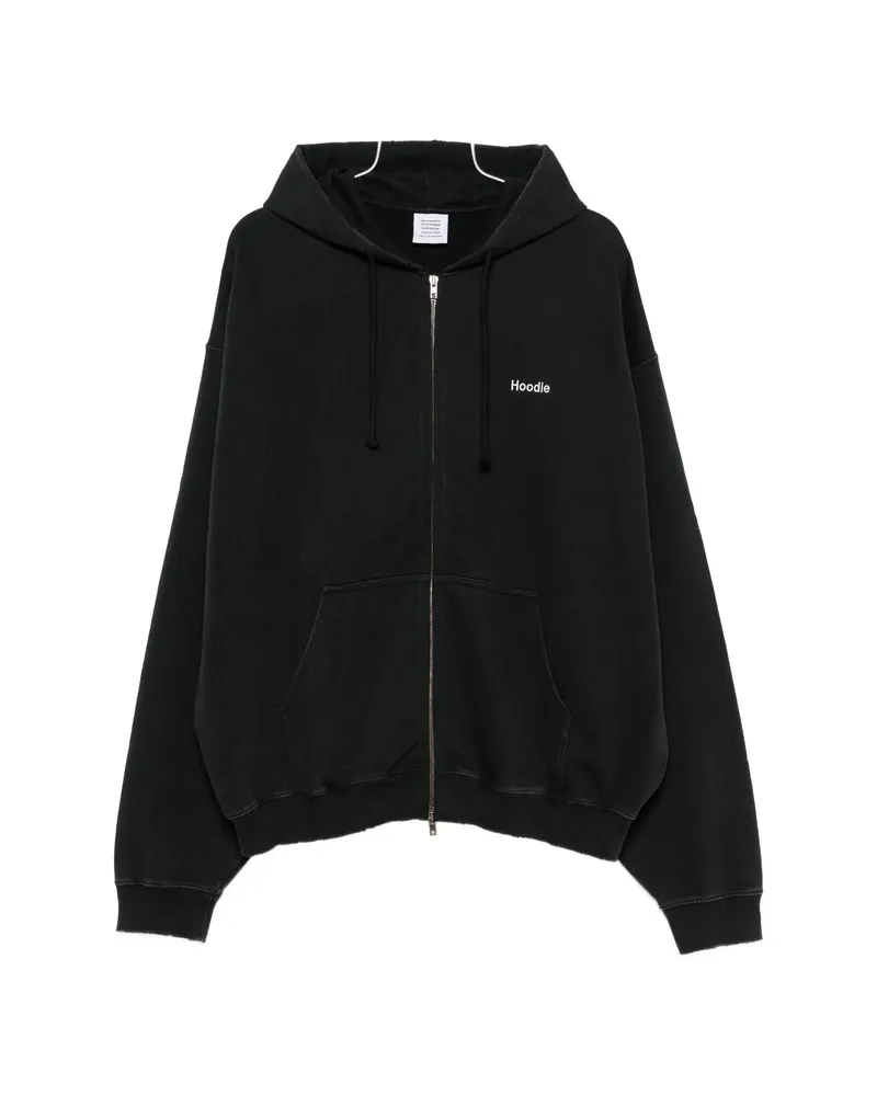 VETEMENTS Logo-print Zip-up Hoodie Black