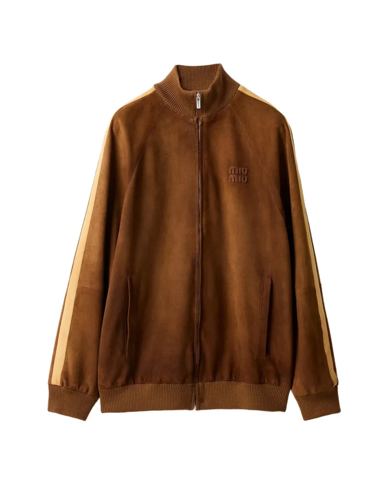 Miu Miu Waxed Suede Jacket Brown