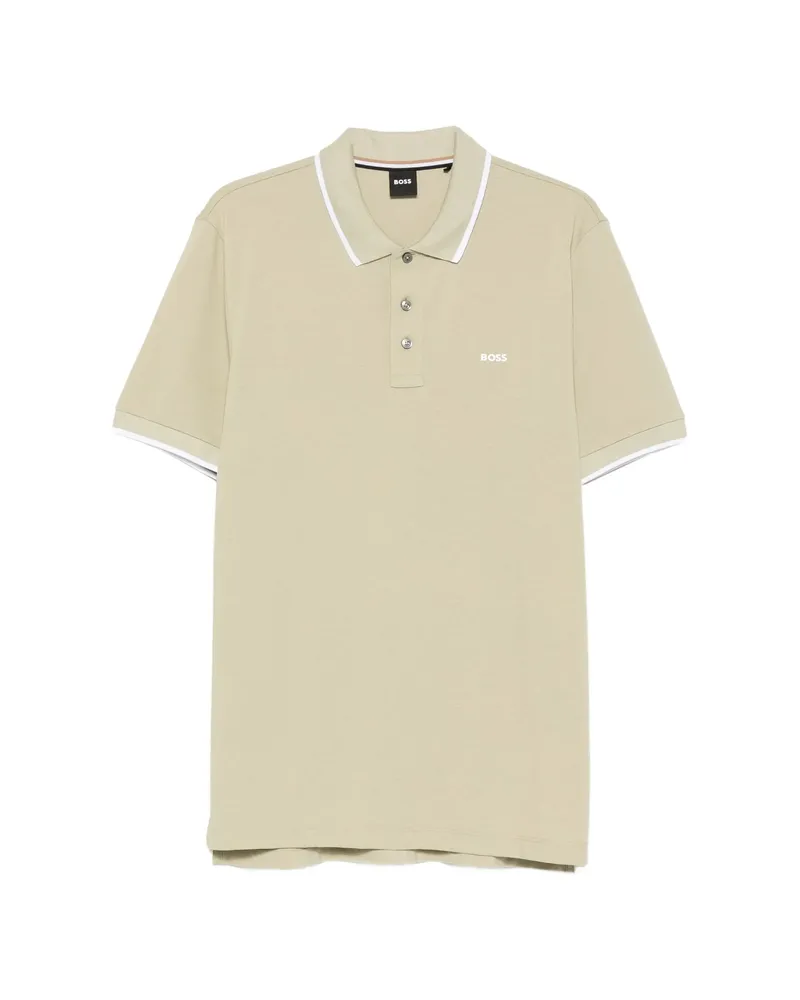 HUGO BOSS Parlay 190 Logo-print Tipped Polo Shirt Green