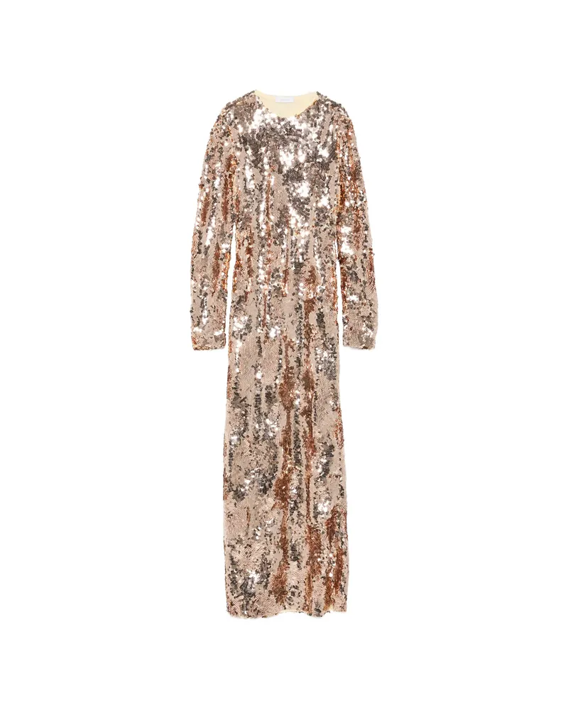 Paco Rabanne Sequin-embellished Long-sleeve Maxi Dress Pink