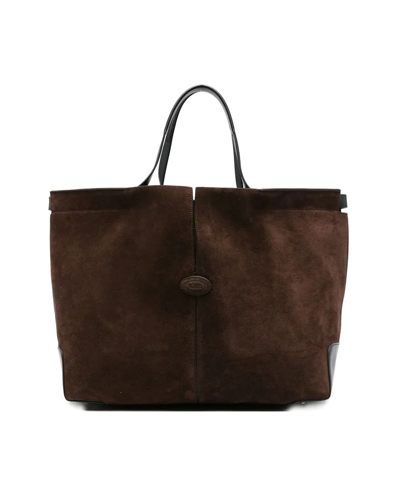 TOD'S Di Bag Folio Leather Tote Bag Brown