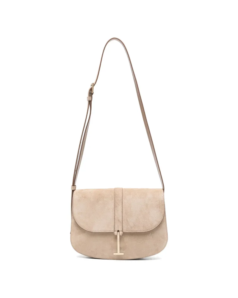 Tom Ford Small Kara T-bar Suede Crossbody Bag Neutrals