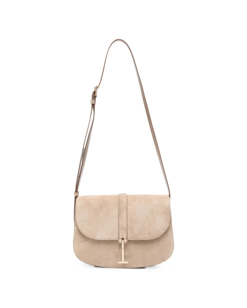 Tom Ford Small Kara T-bar Suede Crossbody Bag Neutrals