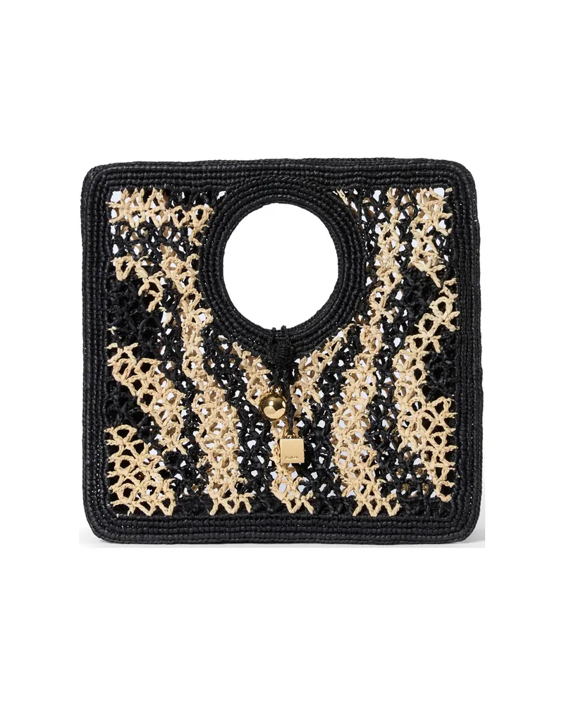 Jacquemus Small Woven-design Charm-detail Tote Bag Black